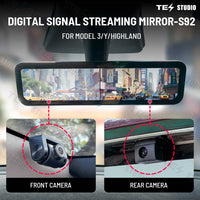 S92 Stream Media Rearview Mirror Dual Way Video Recorder with WiFi For Tesla Model Y Juniper