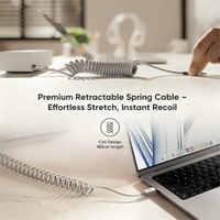 4ft (1.2m) Spring USB-C Cable for Tesla Model Y/3/X/S, Cybertruck-Style Accessories