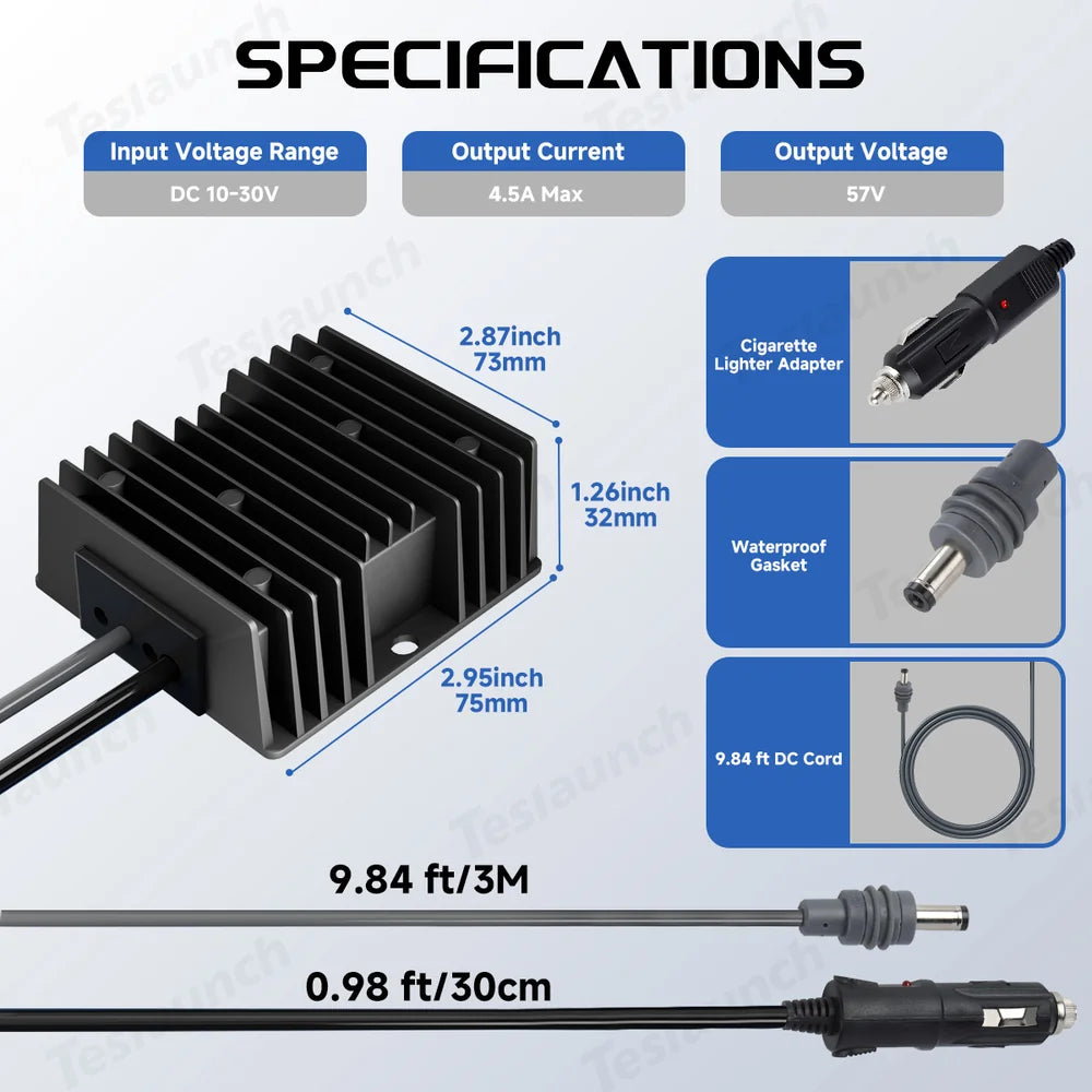 Car Charger 12V/24V to 57V Power Adapter with DC Plug for Starlink Gen 3