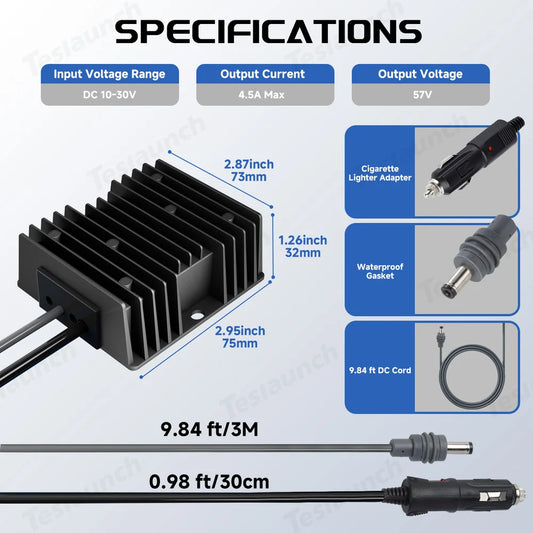 Car Charger 12V/24V to 57V Power Adapter with DC Plug for Starlink Gen 3