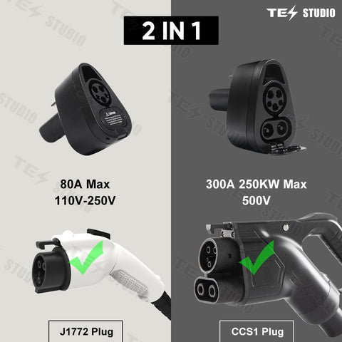 CCS1 x J1772 2-in-1 충전 어댑터 (모델 3/Y용) (2020년 2월 이후 및 19-22년 원본은 CCS1 지원)