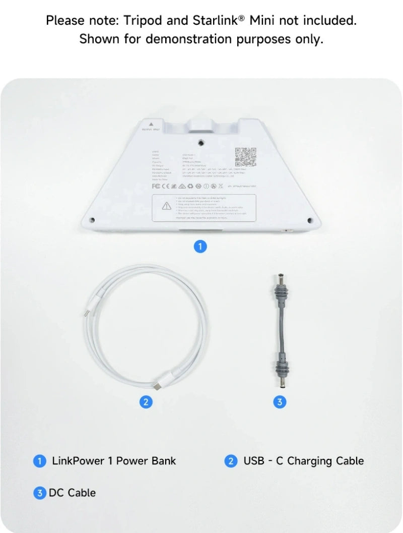 CTMods Starlink Mini Power Bank LinkPower 1 package contents USB-C and DC cable included