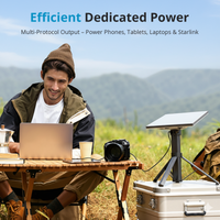 CTMods Starlink Mini power stand enabling outdoor workstation use with laptop, camera and stable remote internet support