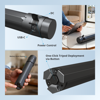 CTMods Starlink Mini power stand showing USB-C and DC ports, power control, battery level display and one-click tripod deployment