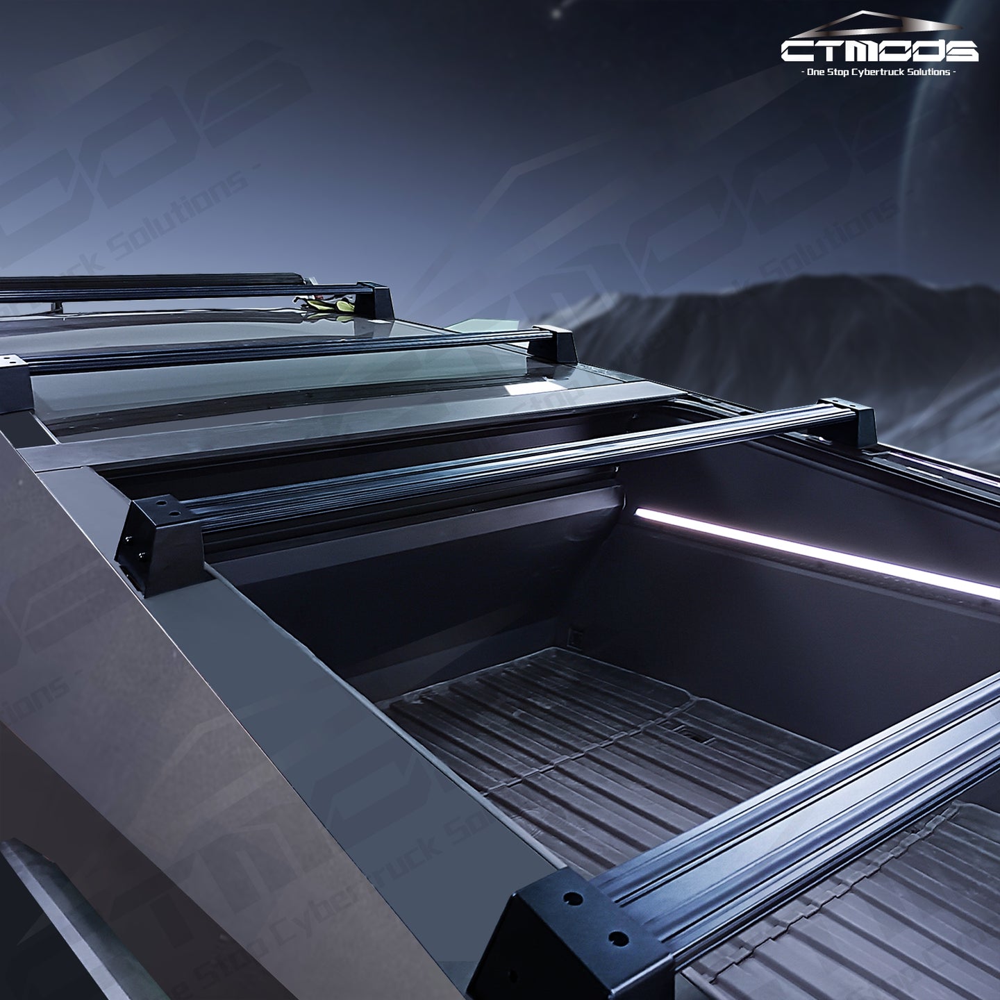 CTmods Crossbar Roof Rack Rooftop Cargo Rack Carrier Tesla Cybertruck 