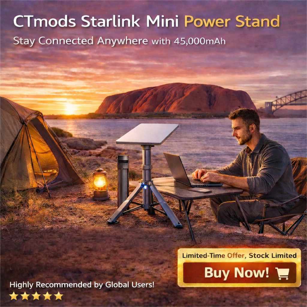 CTmods Starlink Mini Power Stand | 45,000mAh Battery for Unlimited Power