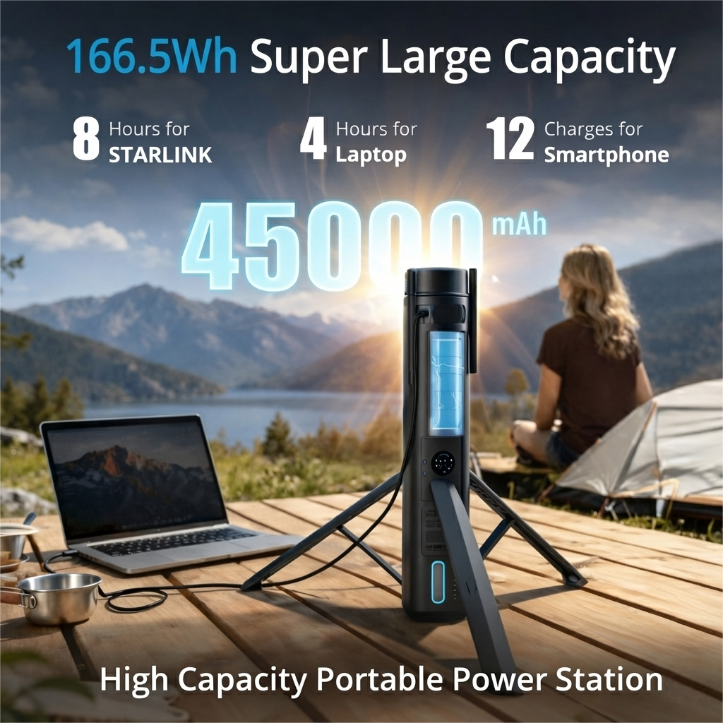 CTmods Starlink Mini Power Stand with 45000mAh Battery, 166.5Wh, Foldable & Portable for Outdoor Use
