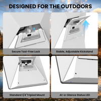 CTmods Starlink Mini portable power bank designed for outdoor use with secure locking, adjustable kickstand, tripod mount, and status LED