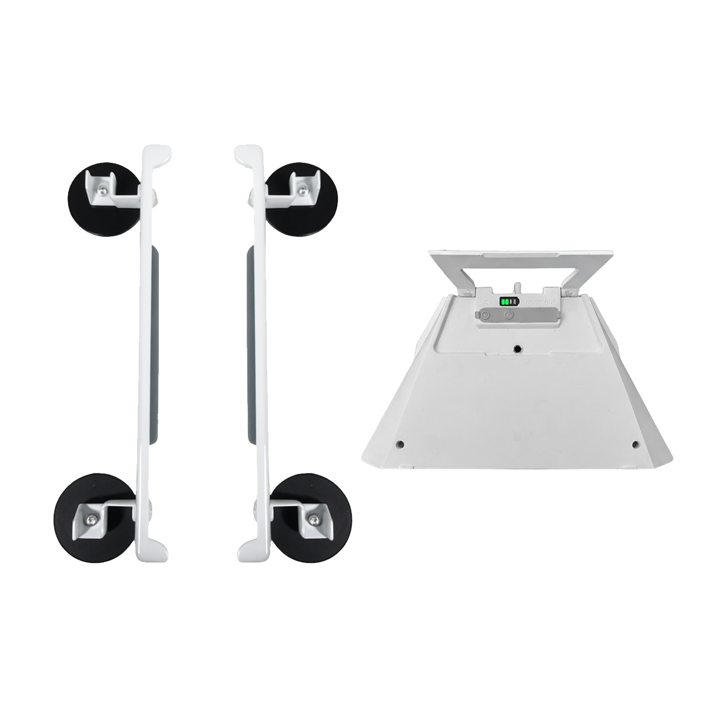 CTmods portable power bank for Starlink Mini shown with compatible magnetic mounts for secure surface mounting