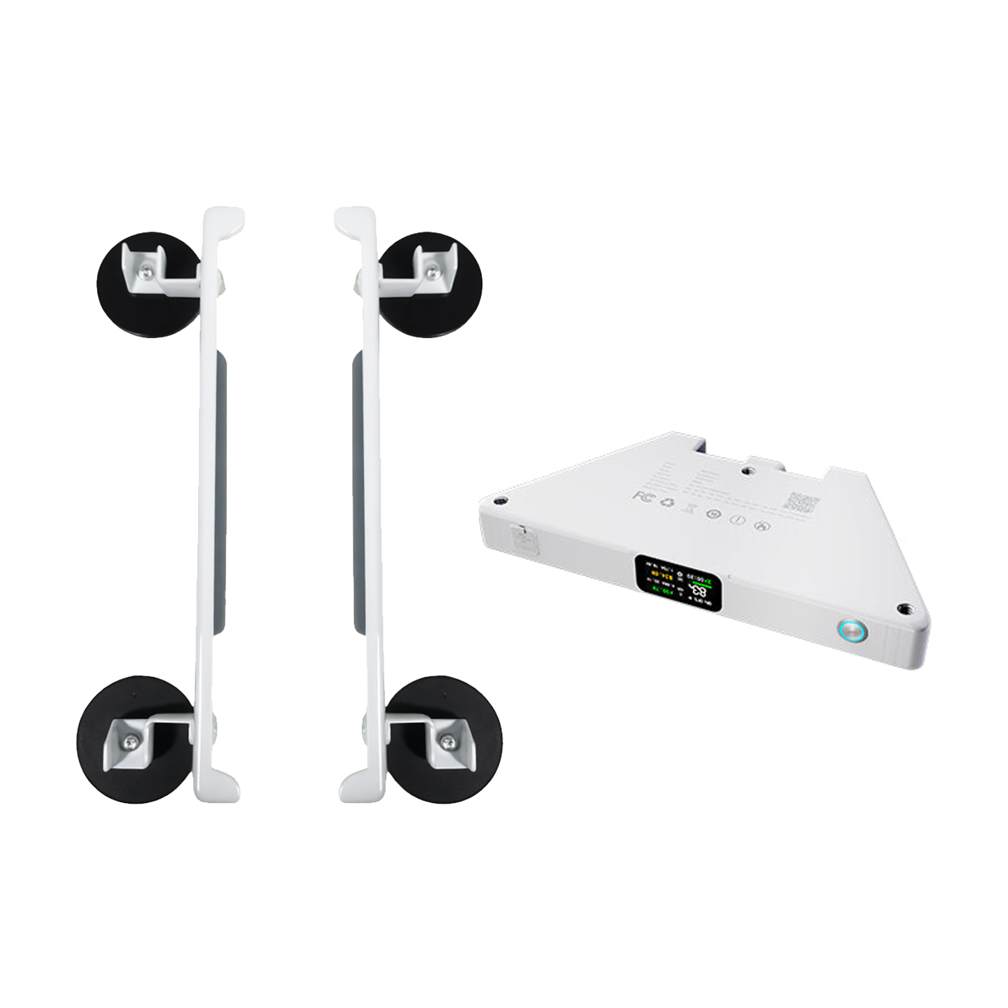 CTmods portable power bank for Starlink Mini with compatible suction cup mounts and rear digital display for flexible outdoor setup