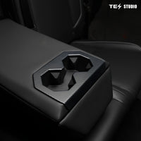 Cybertruck Accessories Rear Seat Cup Holder Frame Trim Cover CTmods® (Carbon Fiber Pattern ABS)