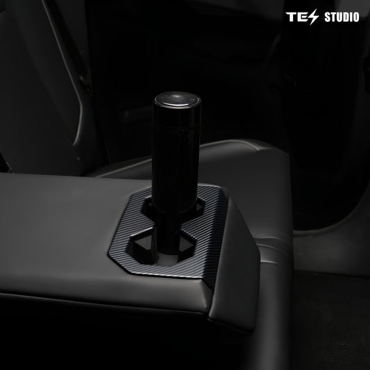Cybertruck Accessories Rear Seat Cup Holder Frame Trim Cover CTmods® (Carbon Fiber Pattern ABS)