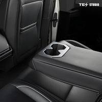 Cybertruck Accessories Rear Seat Cup Holder Frame Trim Cover CTmods® (Carbon Fiber Pattern ABS)