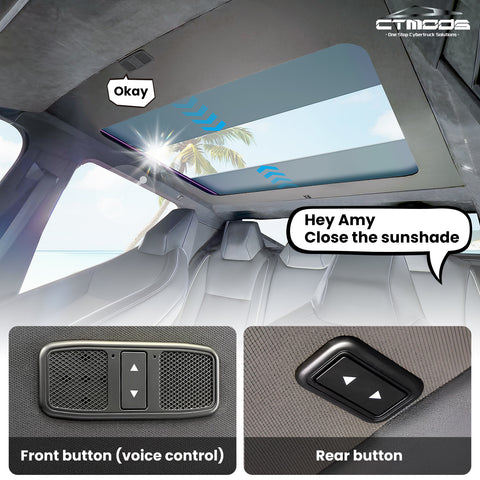 Tesla Cybertruck Power Sunshade Voice-Controlled Sunshade with Ambient Lighting & 2 Control Buttons CTmods®