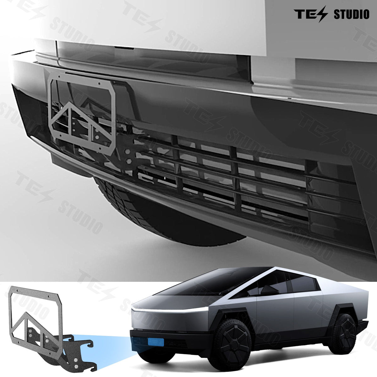 Front License Plate Mount No Drilling Removable For Tesla Cybertruck