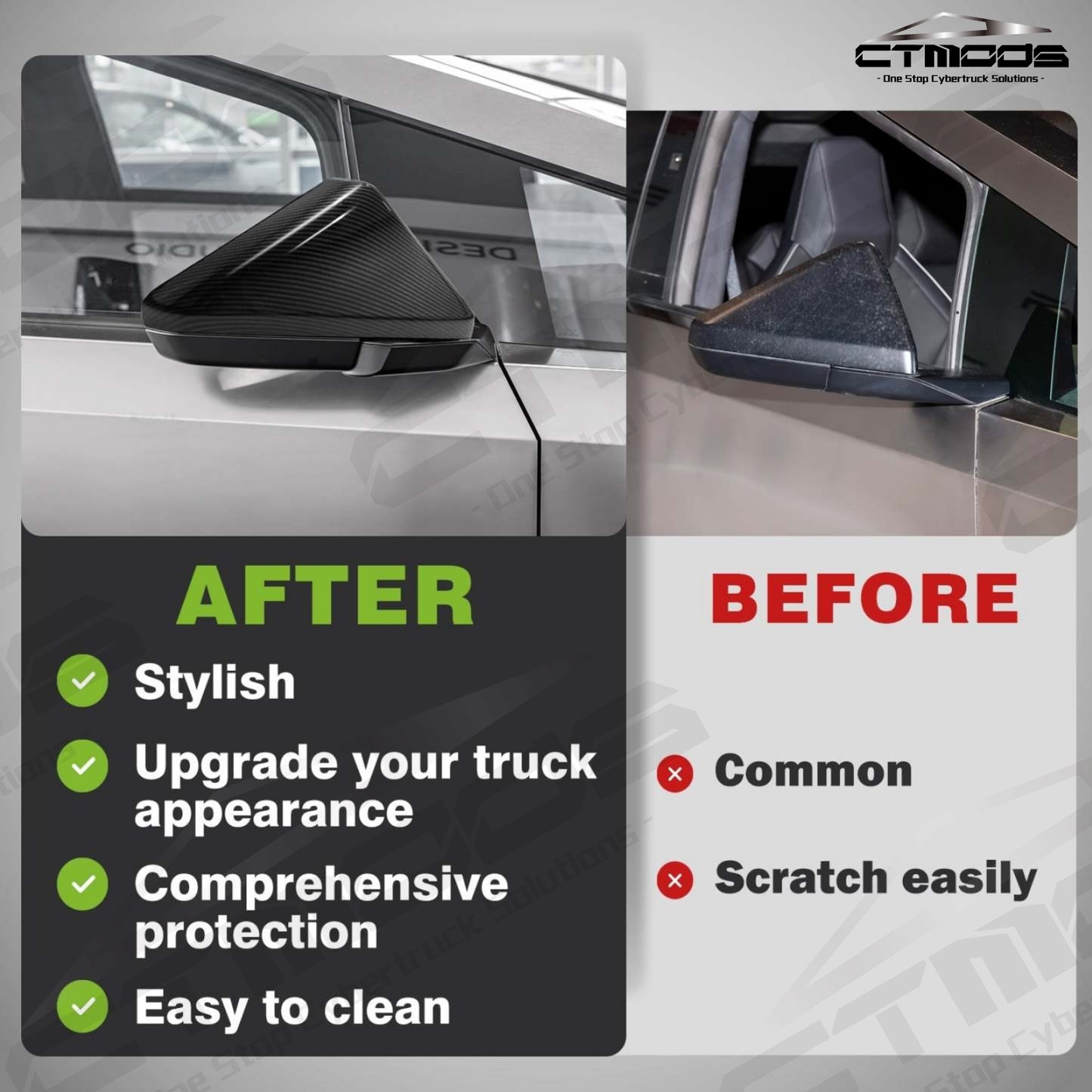 Side Mirror Covers for Cybertruck Accessories CTmods