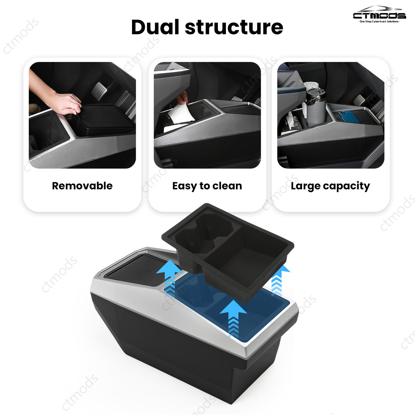 Cybertruck Center Console Multifunctional Storage Box Center Floor Organizer CTmods®