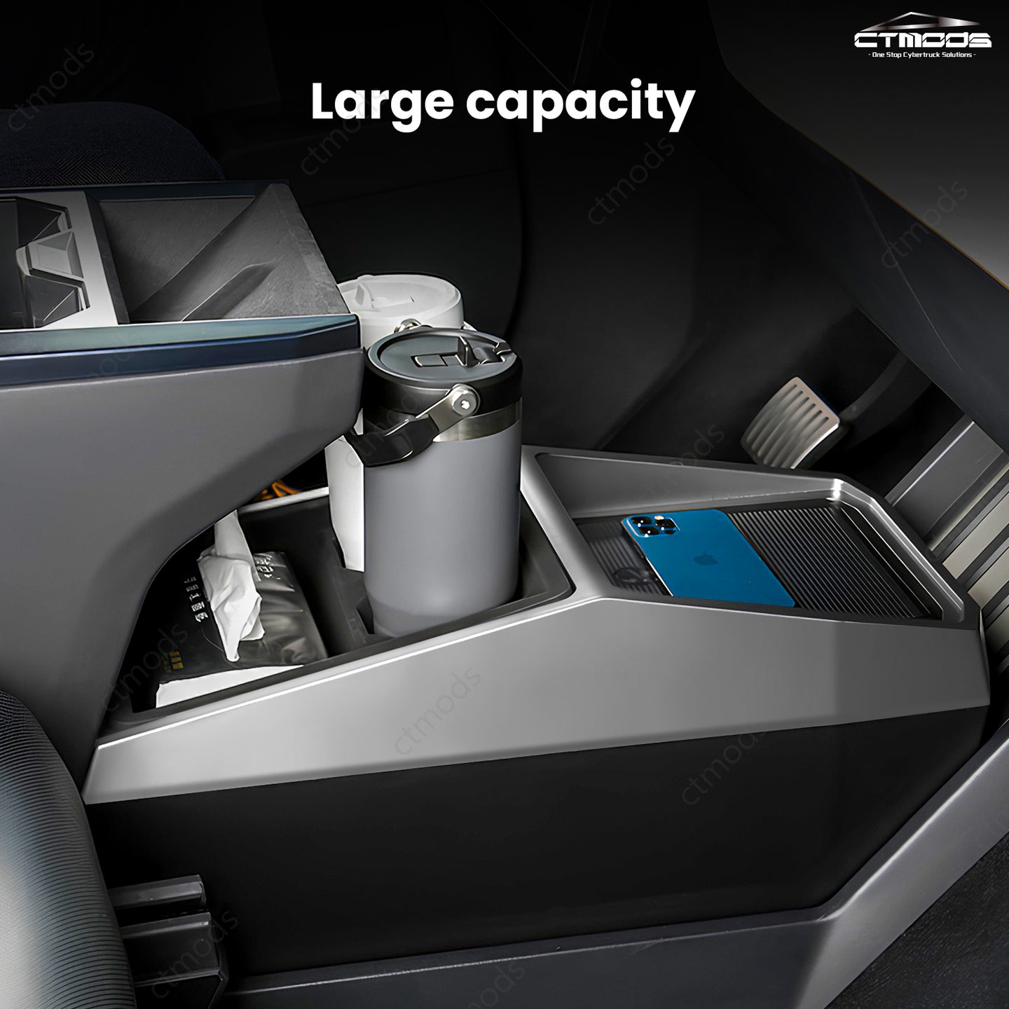 Cybertruck Center Console Multifunctional Storage Box Center Floor Organizer CTmods®