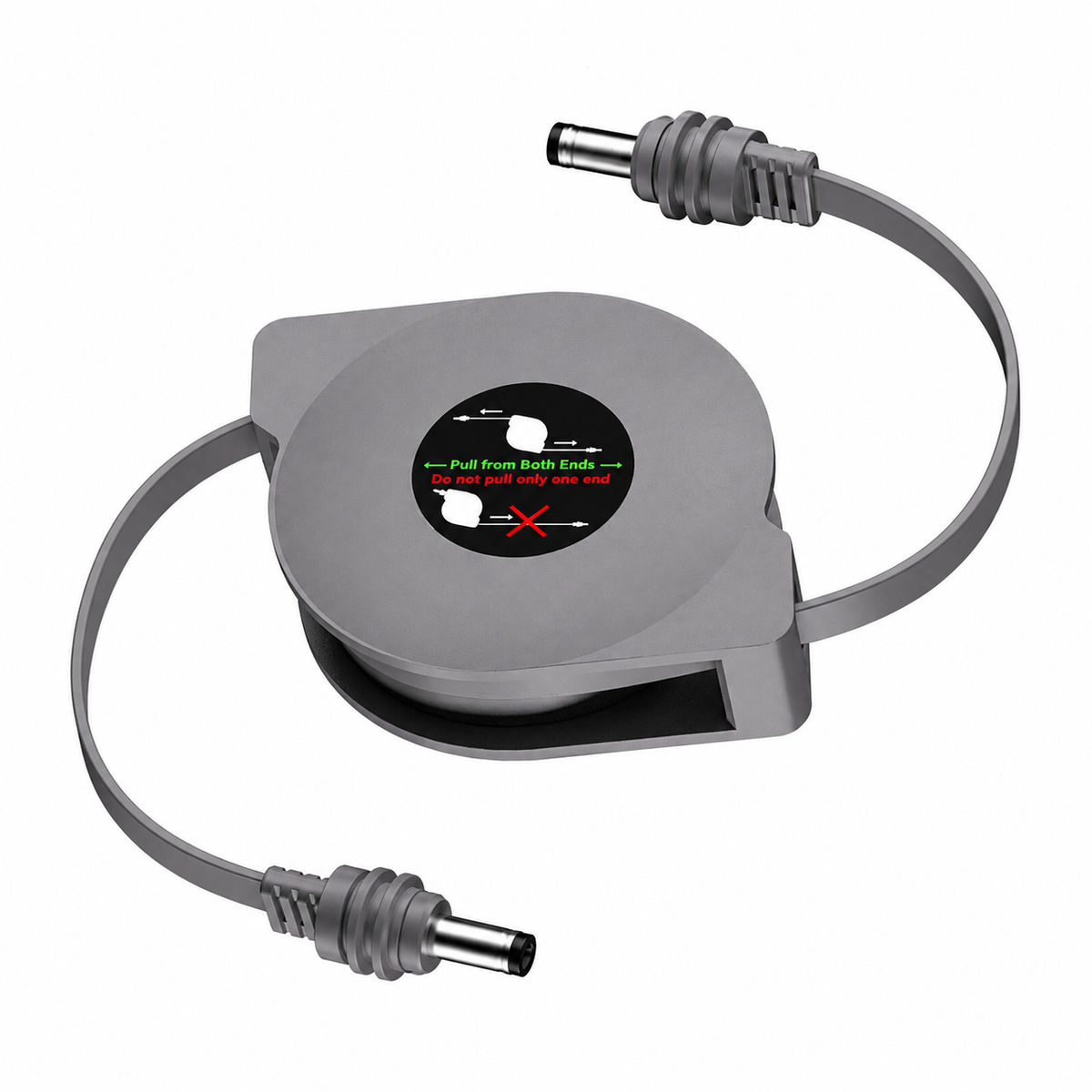 Starlink Mini retractable DC power cable reel product close-up with male DC connectors