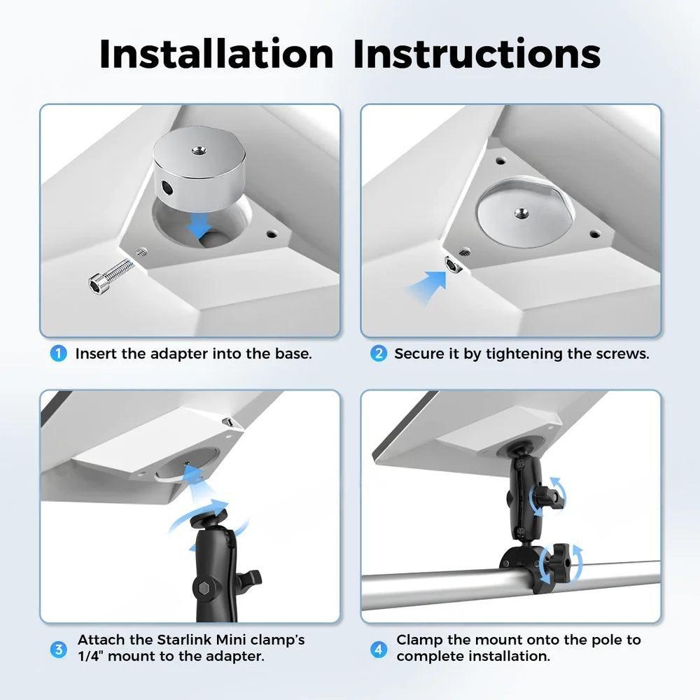 Starlink Mini Clamp Mount Kit | Adjustable Aluminum | RV Rail