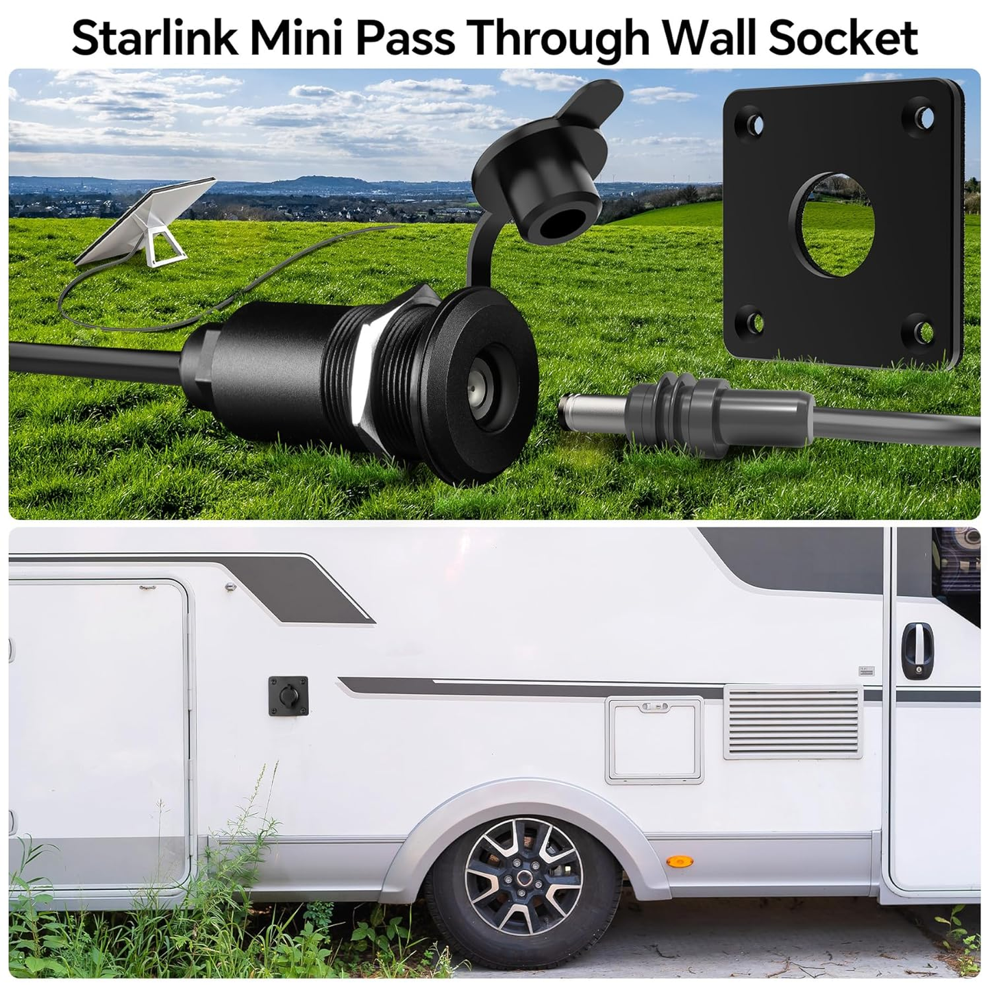 Starlink Mini pass through wall socket for RV cable routing