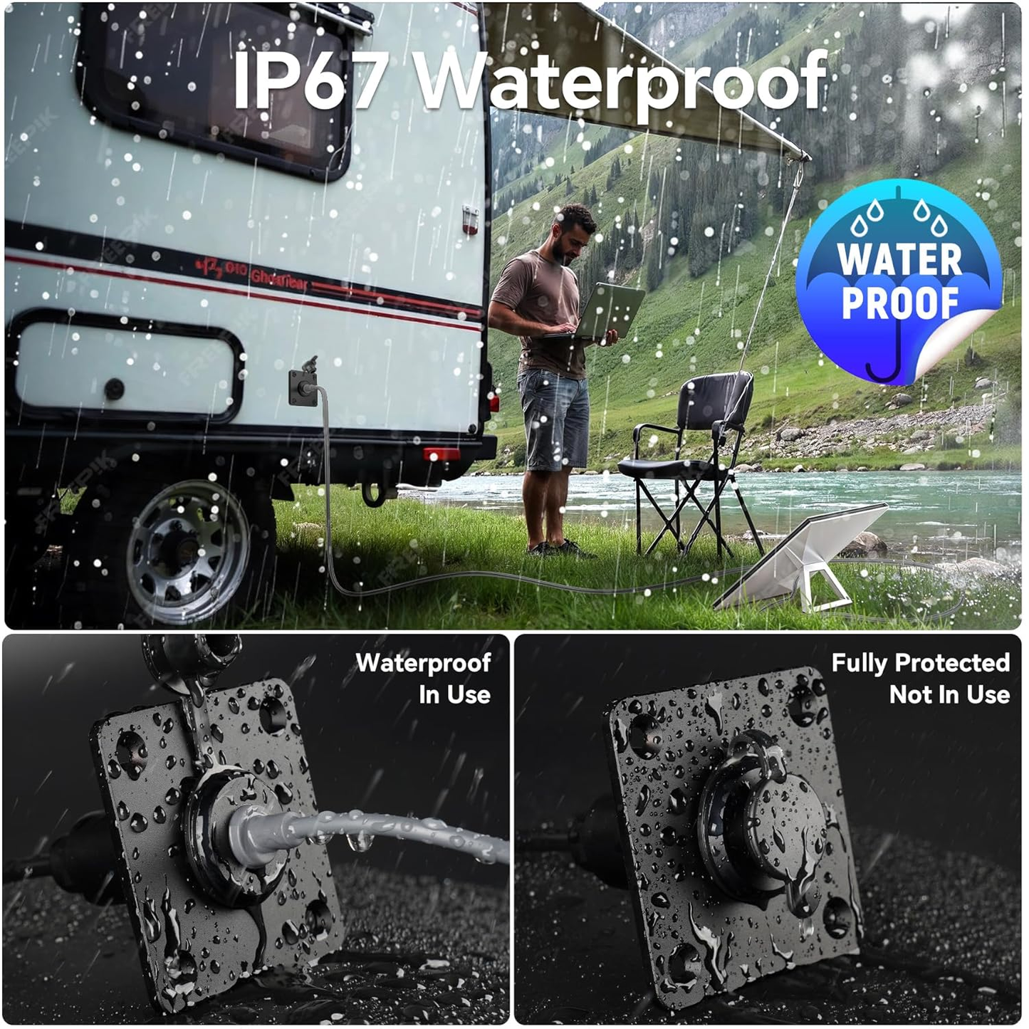 IP67 waterproof Starlink Mini cable routing panel for RV outdoor use