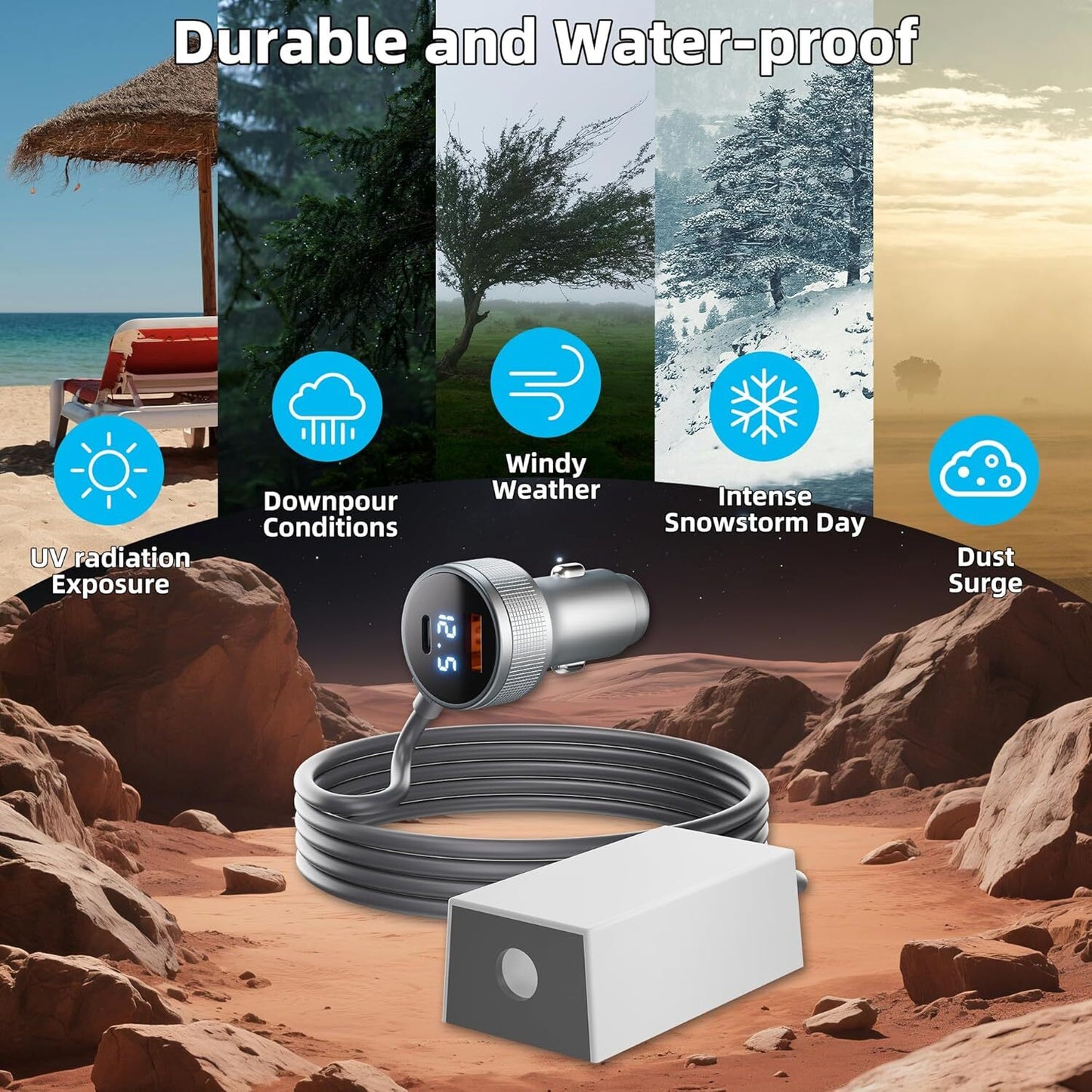 Durable waterproof Starlink Mini car adapter for outdoor use