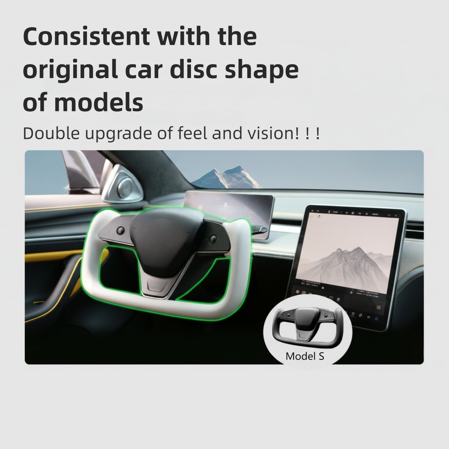 2025 2026 ctmods Model 3 Highland / Y juniper Premium Nappa Leather Yoke Steering Wheel V2