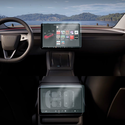 Tesla Model 3 Highland Model Y Juniper Tempered Glass Screen Protector Set for Front & Rear Displays