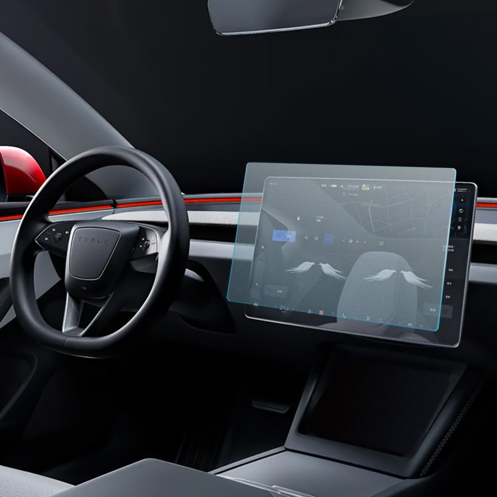 Tesla Model 3 Highland Model Y Juniper Tempered Glass Screen Protector Set for Front & Rear Displays