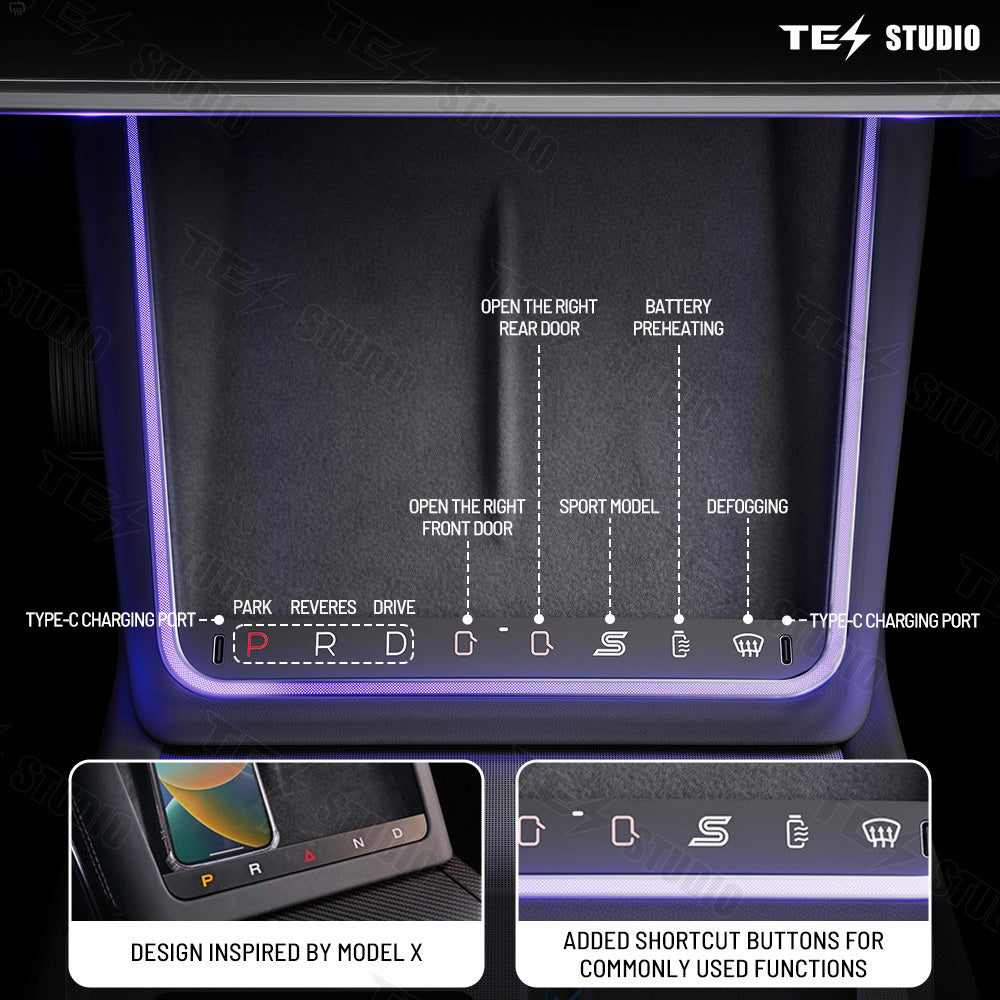 Wireless Charger With Ambient Light LED For Tesla Model 3 Highland /Model Y Juniper