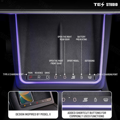 Wireless Charger With Ambient Light LED For Tesla Model 3 Highland /Model Y Juniper