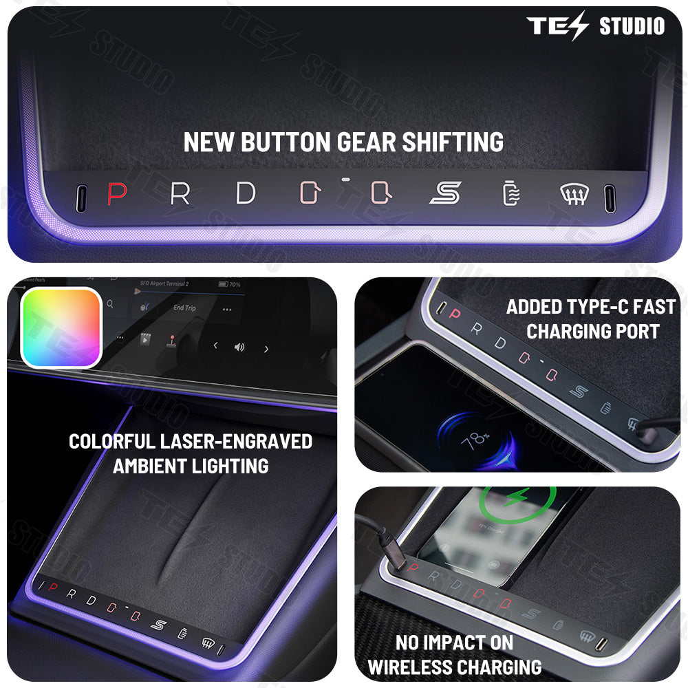 Wireless Charger With Ambient Light LED For Tesla Model 3 Highland /Model Y Juniper