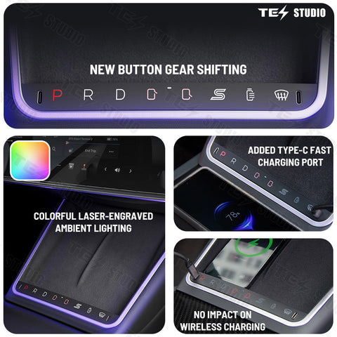Wireless Charger With Ambient Light LED For Tesla Model 3 Highland /Model Y Juniper