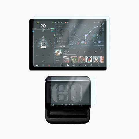 Tesla Model 3 Highland Model Y Juniper Tempered Glass Screen Protector Set for Front & Rear Displays