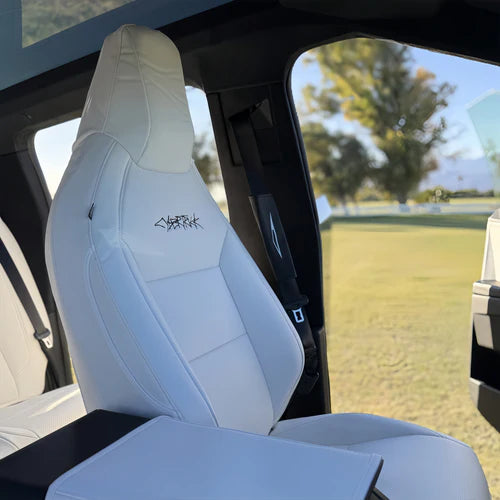 CTmods® Seat Covers NAPPA Leather Full Coverage Seat Protector (Black/White) For Tesla Cybertruck