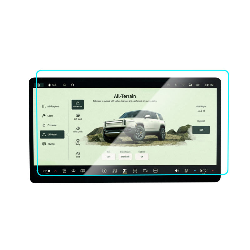Center Console & Instrument Cluster Tempered Glass Screen Protector for Rivian R1T/R1S