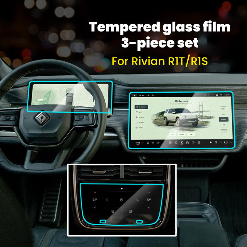 Center Console & Instrument Cluster Tempered Glass Screen Protector for Rivian R1T/R1S