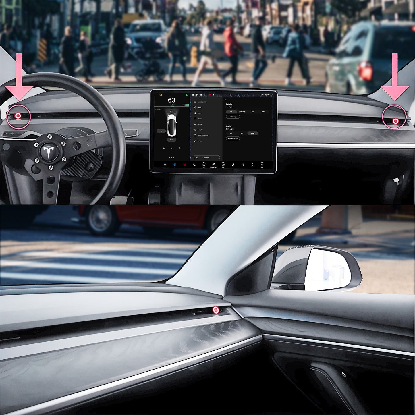 CTmods® Left and Right Blind Spot Monitoring Assist System (Second Generation) For Model 3 / Model Y (AMD, 2021+)