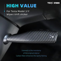 Model Y/3 Real Carbar Steering Lever Trim Cover with Gear Shift Cover Tesstudio