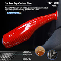 Model Y/3 Real Carbar Steering Lever Trim Cover with Gear Shift Cover Tesstudio