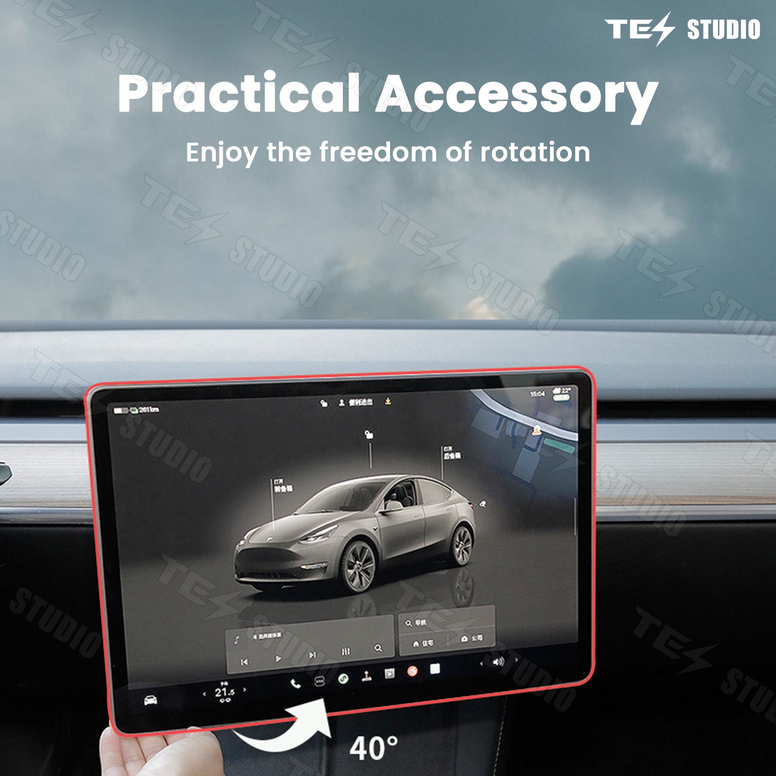 Swivel Mount Kit Center Screen Rotating Holder New Upgraded V2 & V3 Version For Tesla Model 3/Y/3 Highland Model Y Juniper