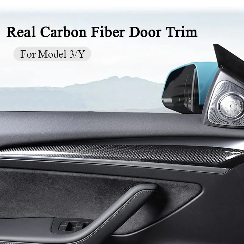 CTmods® Real Carbon Fiber Dashboard & Front Door Trim Kit For Model 3 / Y (2017–2024)