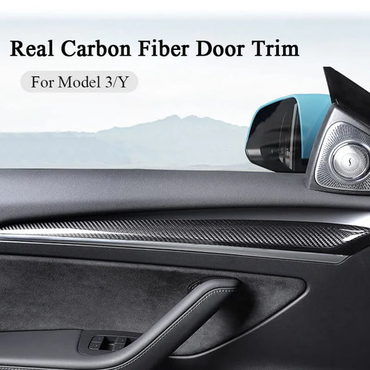 CTmods® Real Carbon Fiber Dashboard & Front Door Trim Kit For Model 3 / Y (2017–2024)