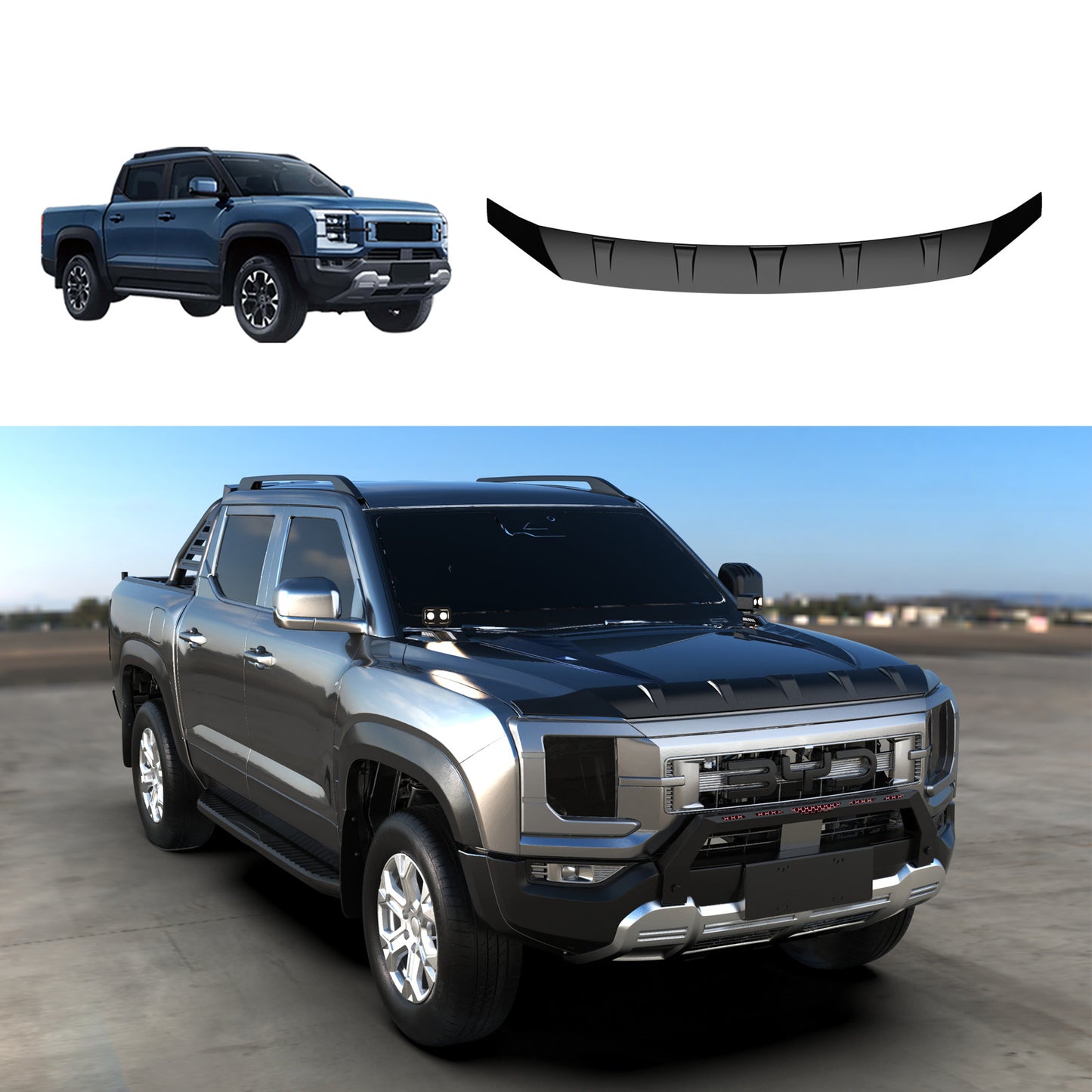 BYD Shark 6 Gravel Guard Hood Trim - Black Exterior Modification Accessory