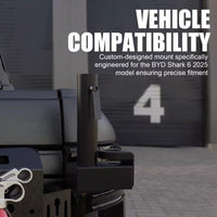 BYD SHARK 6 Bed Flag Pole Mount - 2025 Antenna Base Holder for Truck Bed