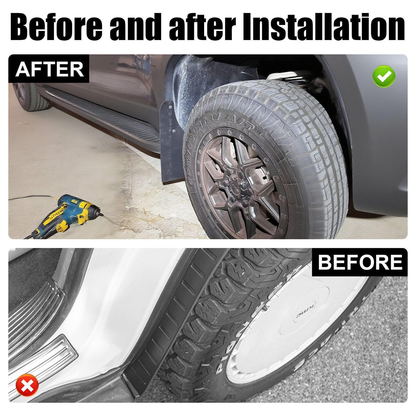BYD Shark 6 Mud Flaps - Widened MC Style 4-Piece Splash Guards Set