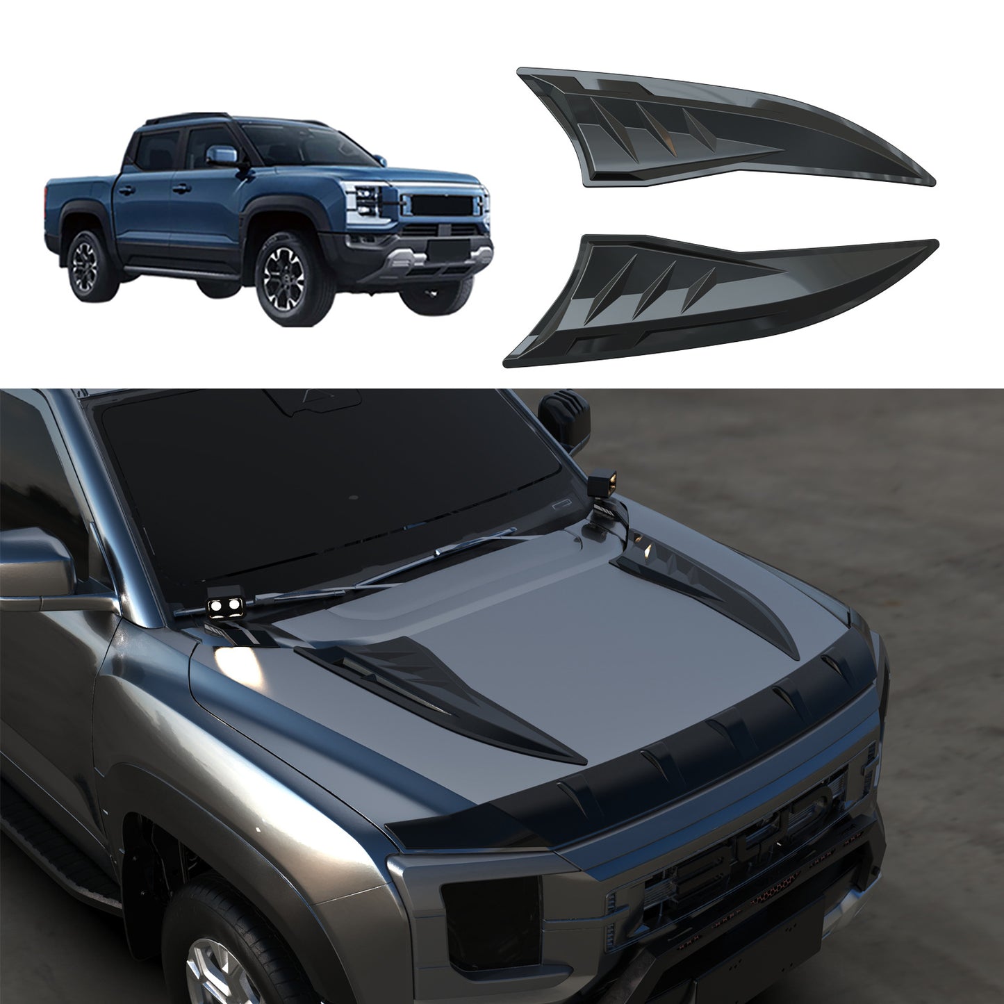 BYD Shark 6 تعديل غطاء المحرك إكسسوارات الديكور الخارجي لوحة تزيين غطاء المحرك Black Warrior