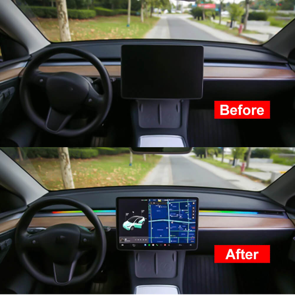 테슬라 모델 3/Y/3 하이랜드(19세 이상)용 Tesstudio 심플 에어 벤트 RGB 조명 스트립