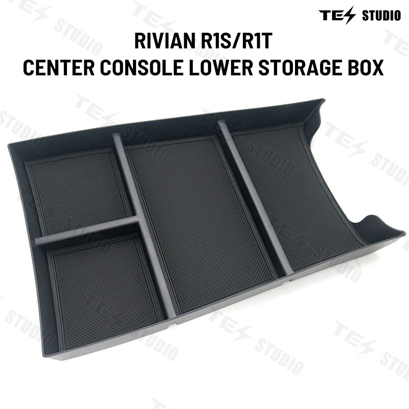 Rivian R1S/R1T Bandeja organizadora de consola central Caja de almacenamiento inferior 2022+ Tesstudio